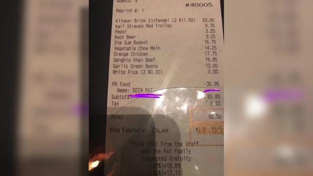 Diner Gets Discount For Spotting Rat